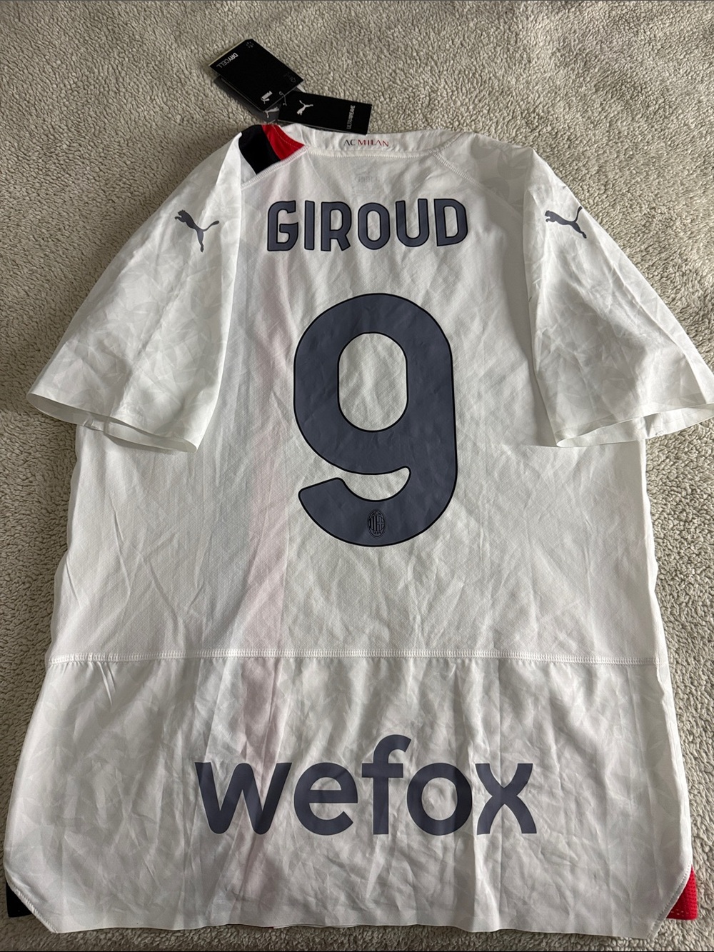 AC Milan #9 Olivier Giroud 2023-24 Serie A Puma Away Player Edition Jersey